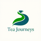 Logo of Tea Journeys with a stylized path and cup on a white background