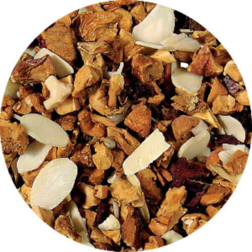 Apple almond fruit tea loose leaf with ruby-red beetroot pieces