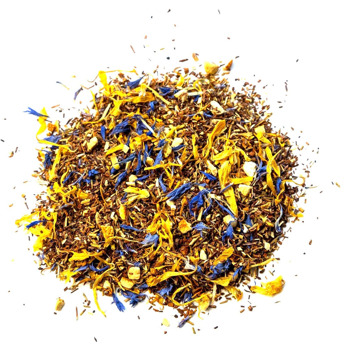 Lemon Soufflé rooibos herbal tea loose leaf with lemon peel and flowers